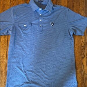 Peter Millar Blue Polo Shirt with Classic Collar and Short Sleeves